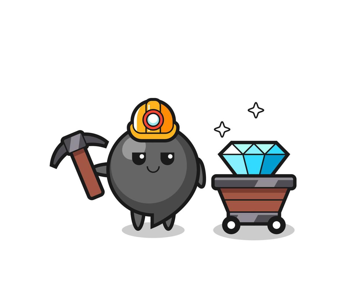 Character Illustration of comma symbol as a miner vector