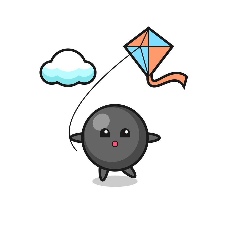 dot symbol mascot illustration is playing kite vector