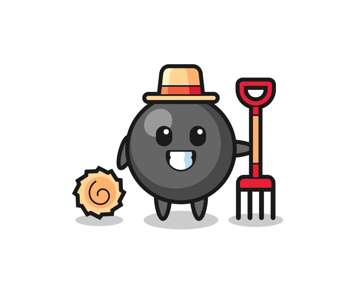 personaje de mascota del símbolo de punto como agricultor vector