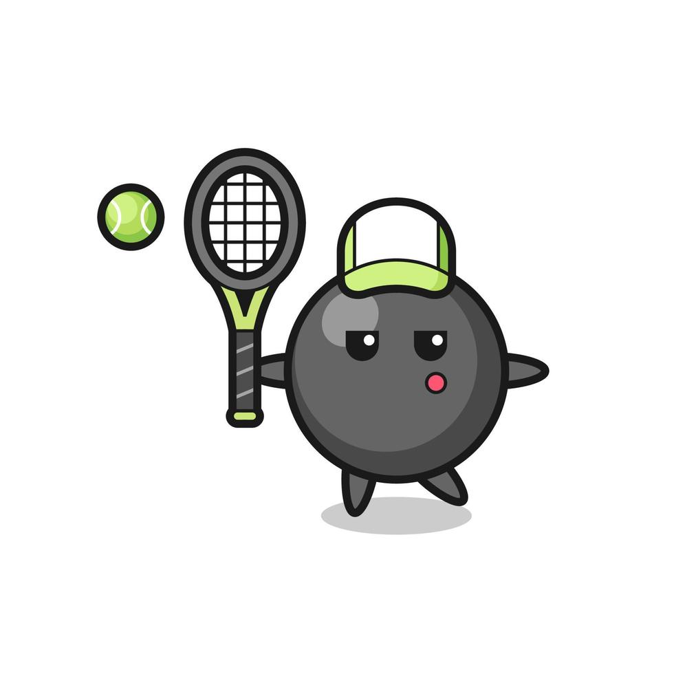 personaje de dibujos animados del símbolo de punto como jugador de tenis vector