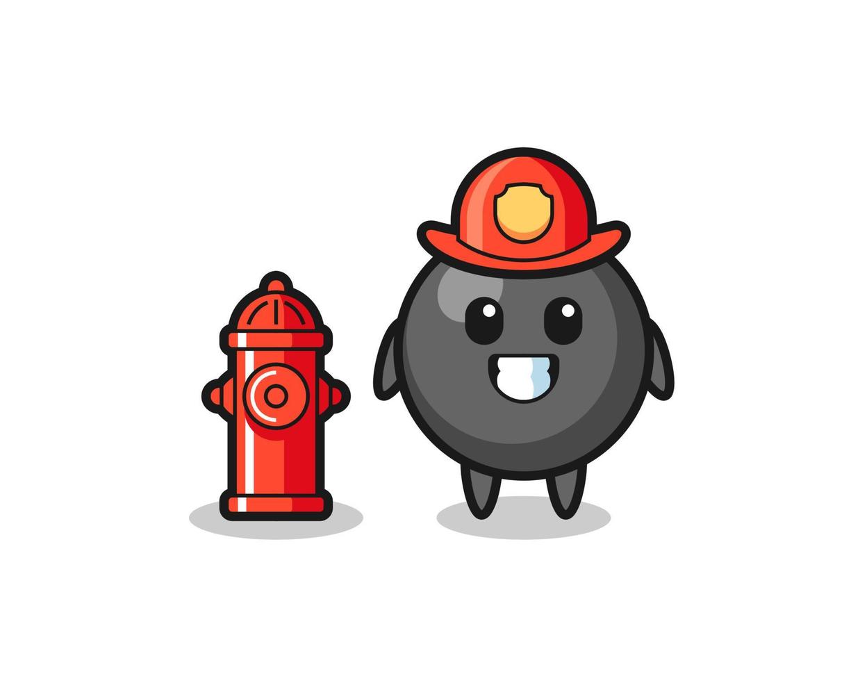 Mascot character of dot symbol as a firefighter vector