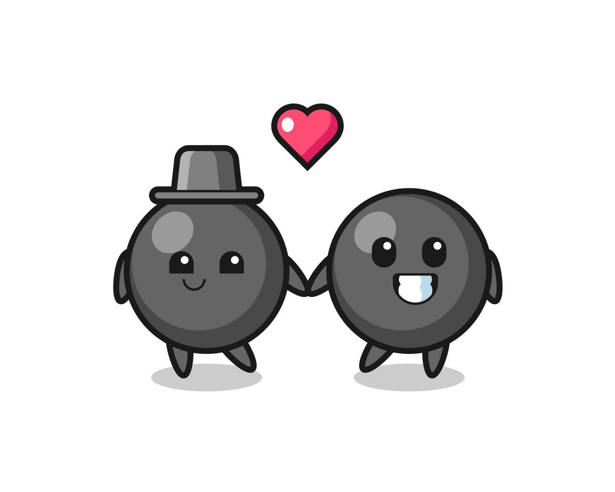 dot symbol cartoon character couple with fall in love gesture vector