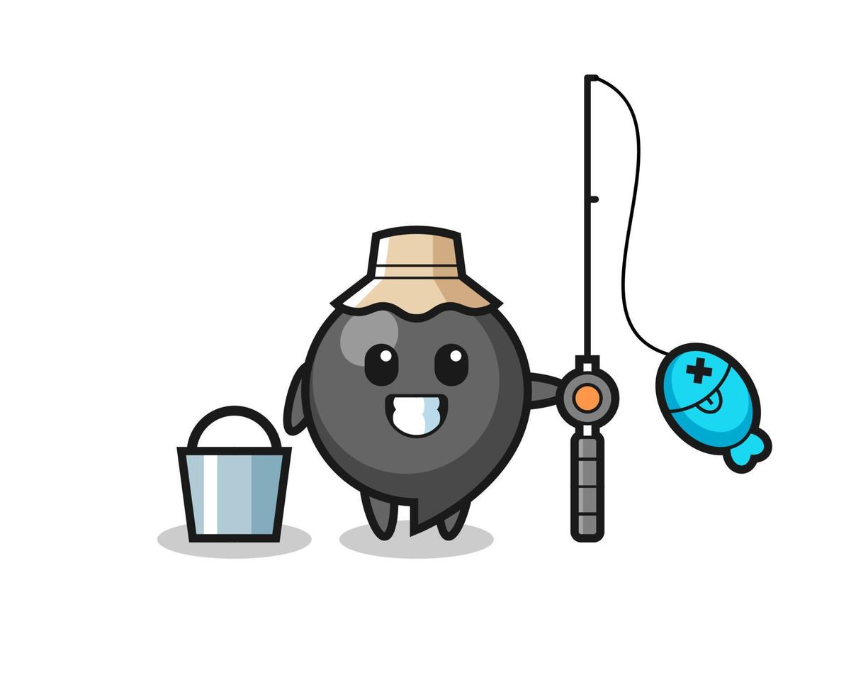 Mascot character of comma symbol as a fisherman vector