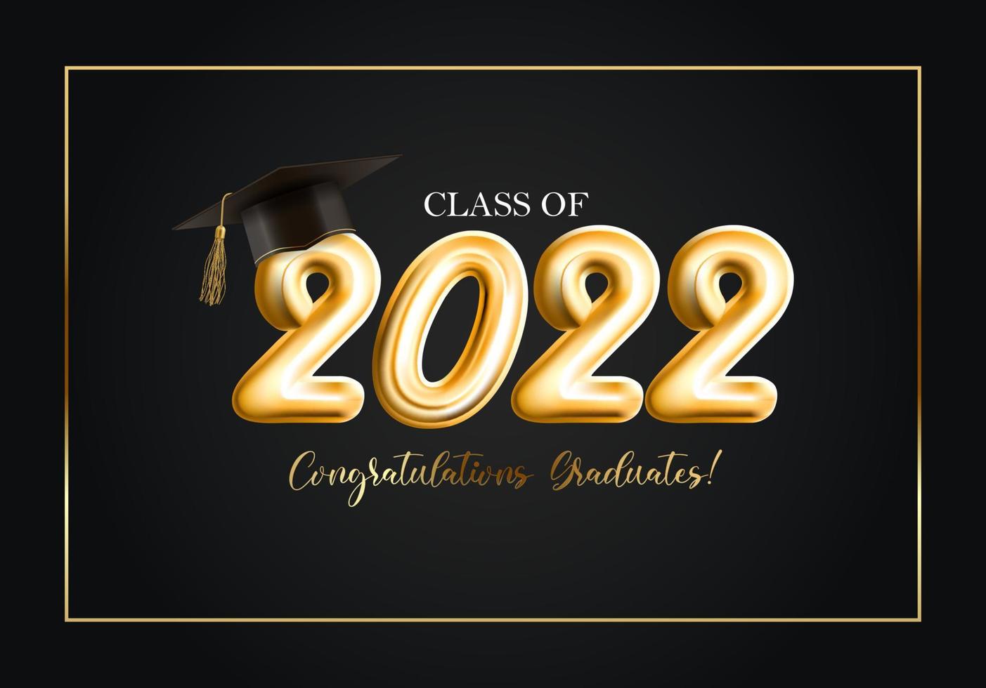 clase de 2022 felicitaciones tarjeta de felicitación de graduados. ilustración vectorial vector