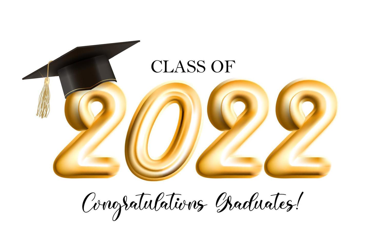 Class of 2022 congratulations graduates greeting card. Vector Illustration