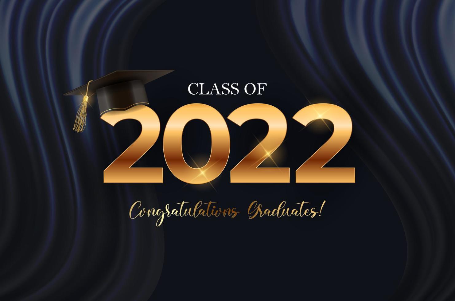 Class of 2022 congratulations graduates greeting card. Vector Illustration