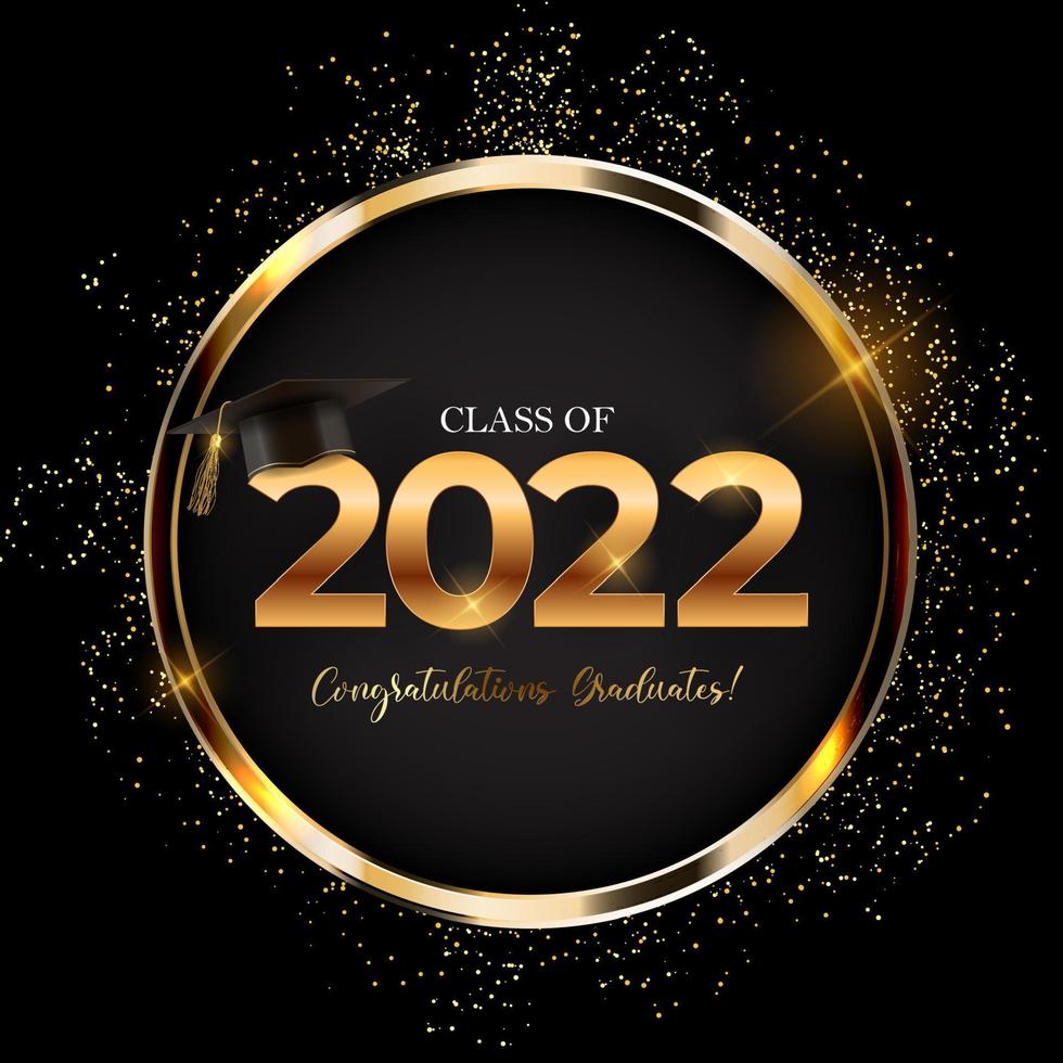 Class of 2022 congratulations graduates greeting card. Vector Illustration