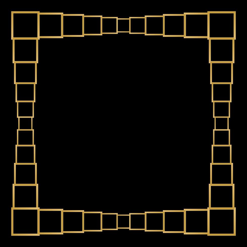 Square Golden Frame on The Black Background. EPS10 vector