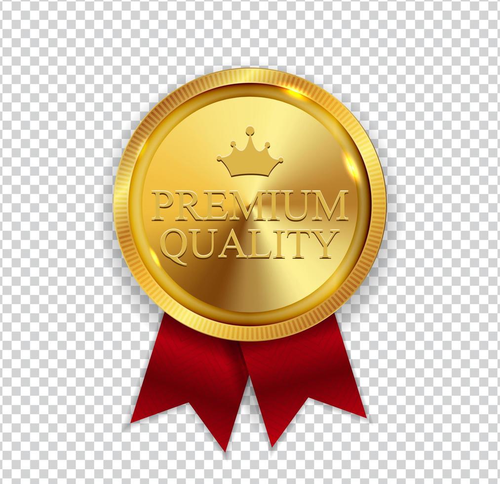 Premium Quality Golden Medal Icon Seal  Sign Isolated on White Background. Vector Illustration