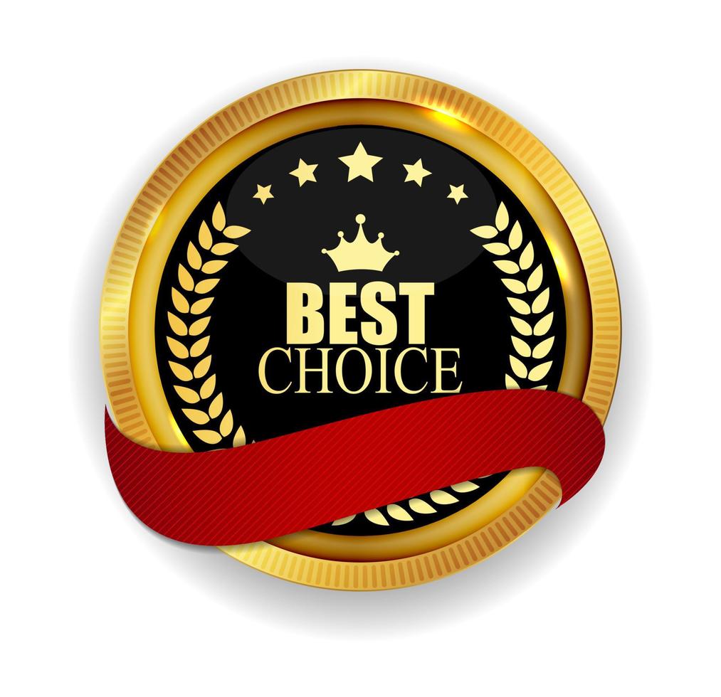 Premium Quality Best Choice Golden Medal Icon Seal  Sign Isolated on White Background. Vector Illustration