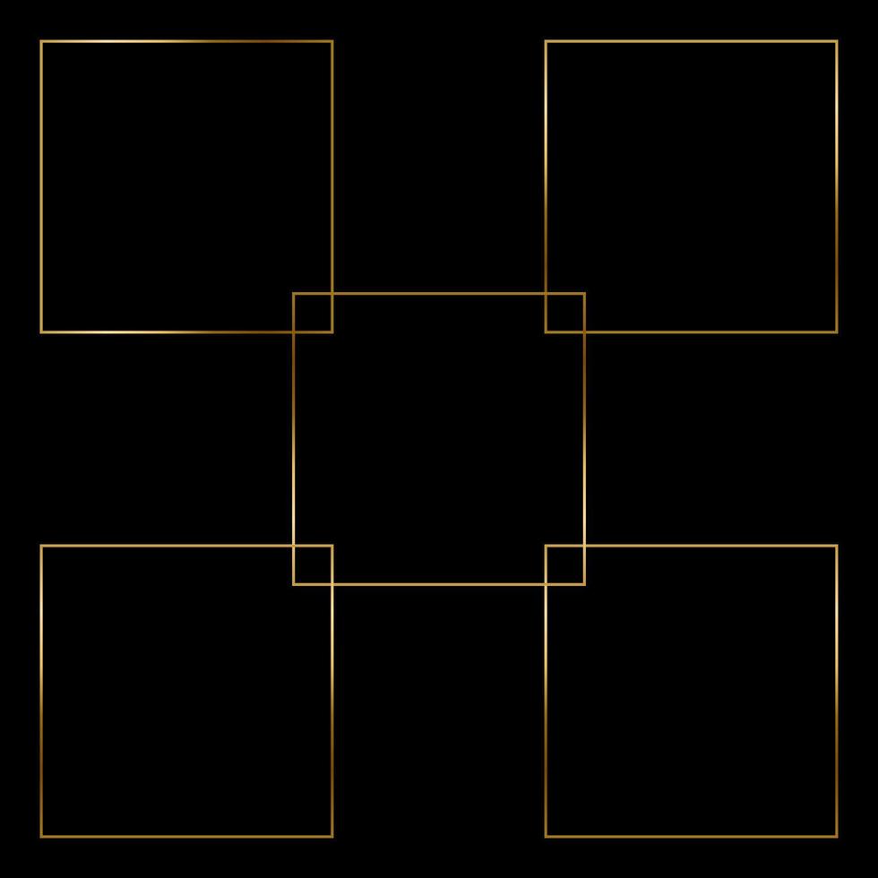 Square Golden Frame on The Black Background. EPS10 vector