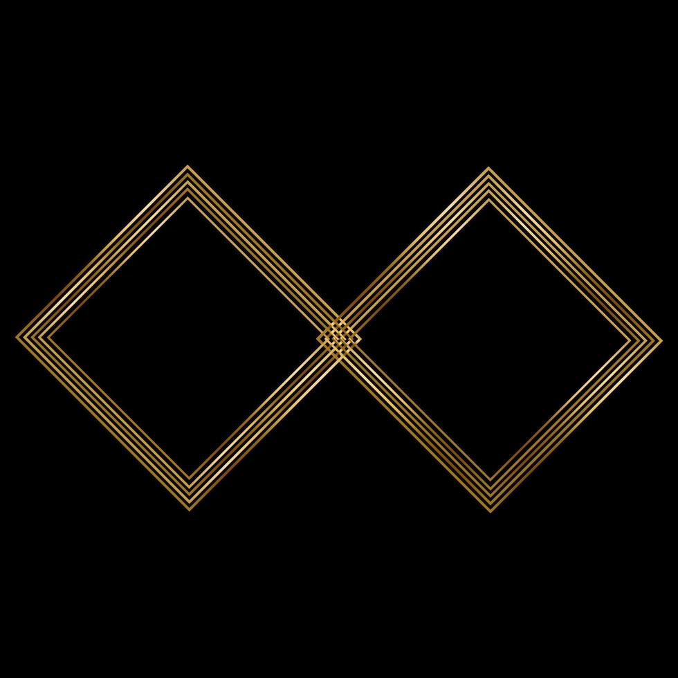 Square Golden Frame on The Black Background. EPS10 vector