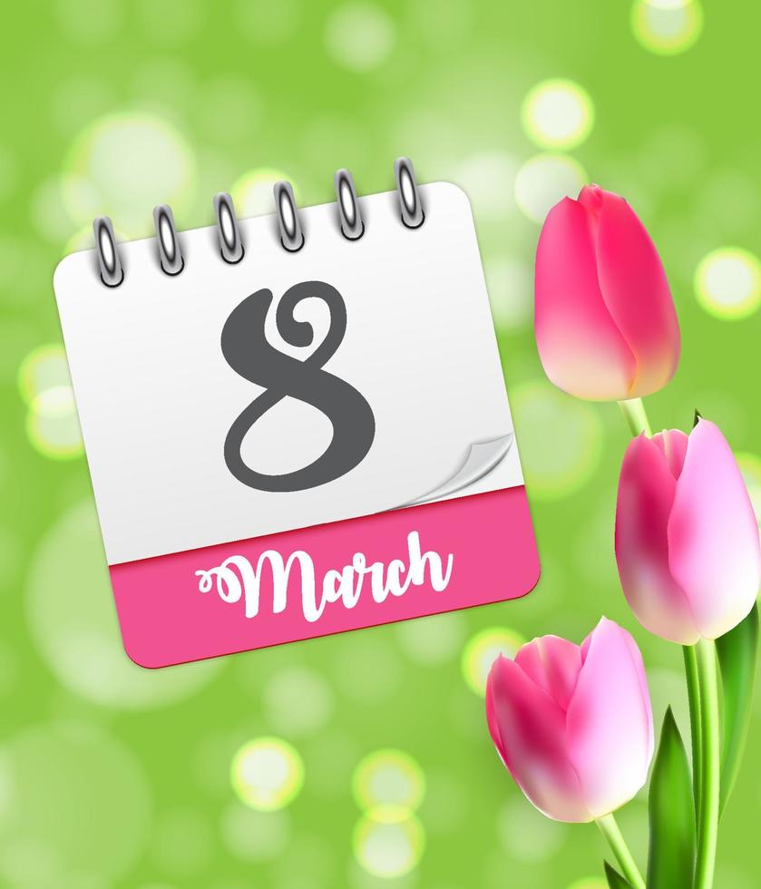 Poster International Happy Women's Day 8 March Floral Greeting card Vector Illustration