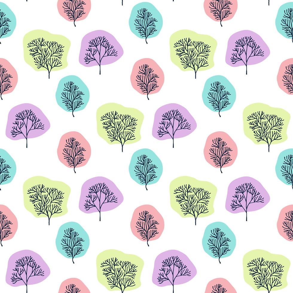 Trees liner style vector seamless pattern. Decorative illustration, good for printing. Monochrome wallpaper vector. Great for label, print, packaging, fabric.