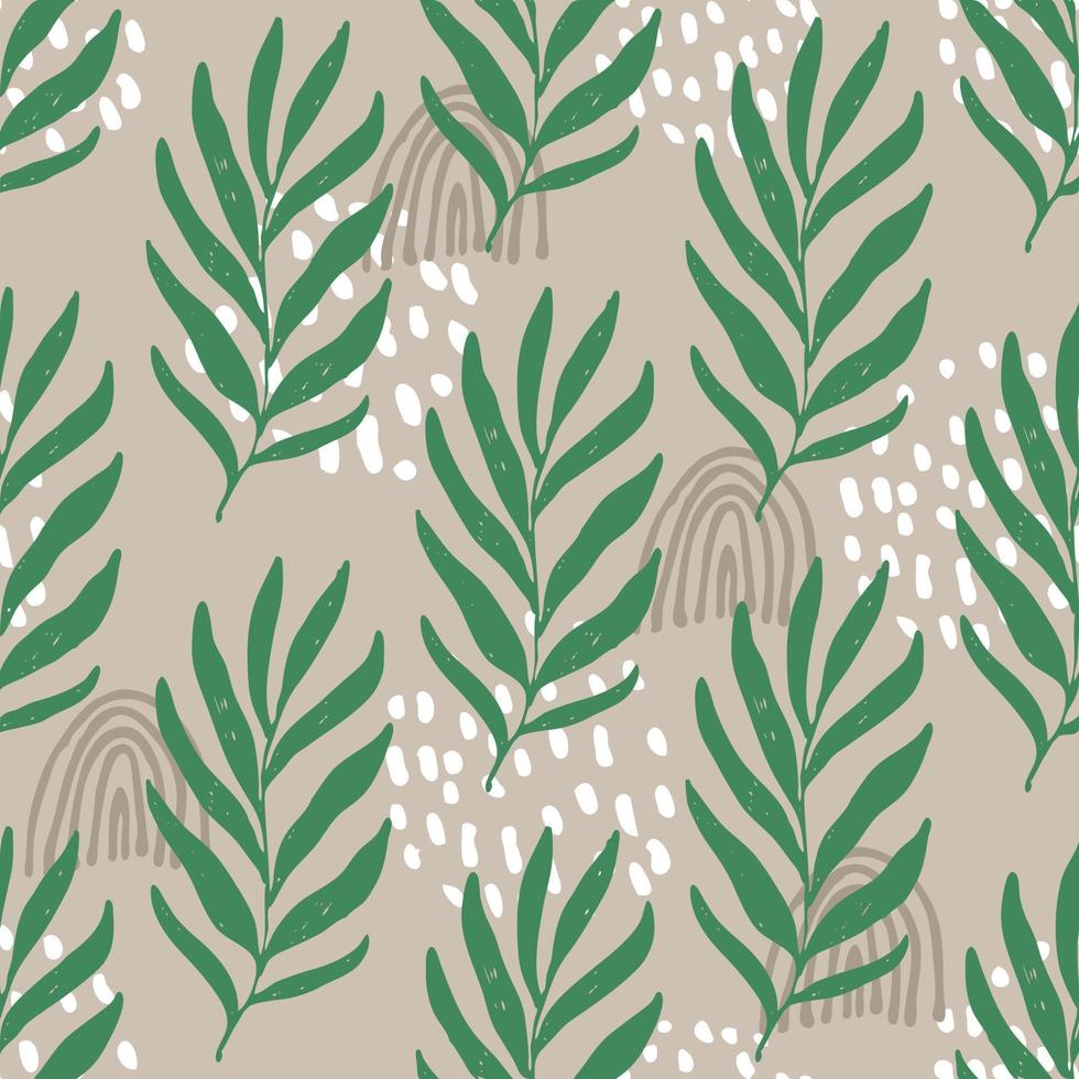 Green vector pattern with palm dypsis leaves on white background. Seamless summer palm dypsis tropical design. Vector dypsis lutescens seamless pattern. Great for label, print, packaging, fabric.