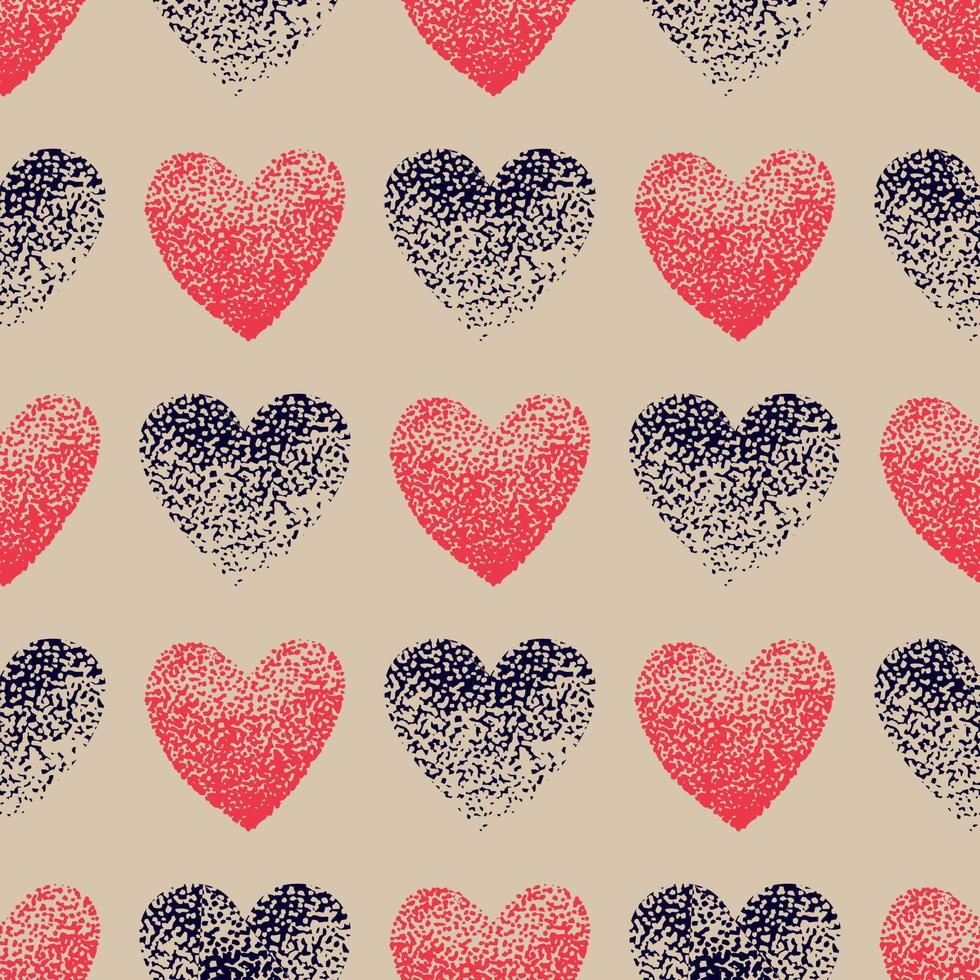 Heart hand draw point-to-point vector seamless pattern. Heart pointillism seamless background. Heart of dots for fabric, wrapping, textile, wallpaper, clothing.