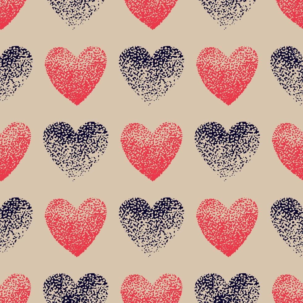 Heart hand draw point-to-point vector seamless pattern. Heart pointillism seamless background. Heart of dots for fabric, wrapping, textile, wallpaper, clothing.