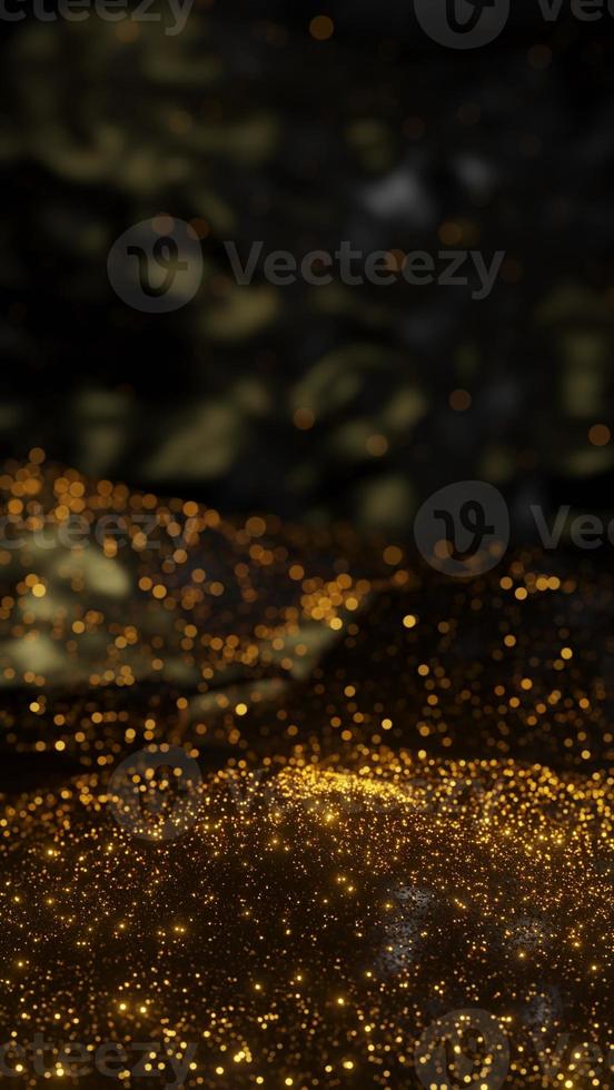 abstract of golden glitter sand particles background vertical 3D rendering photo