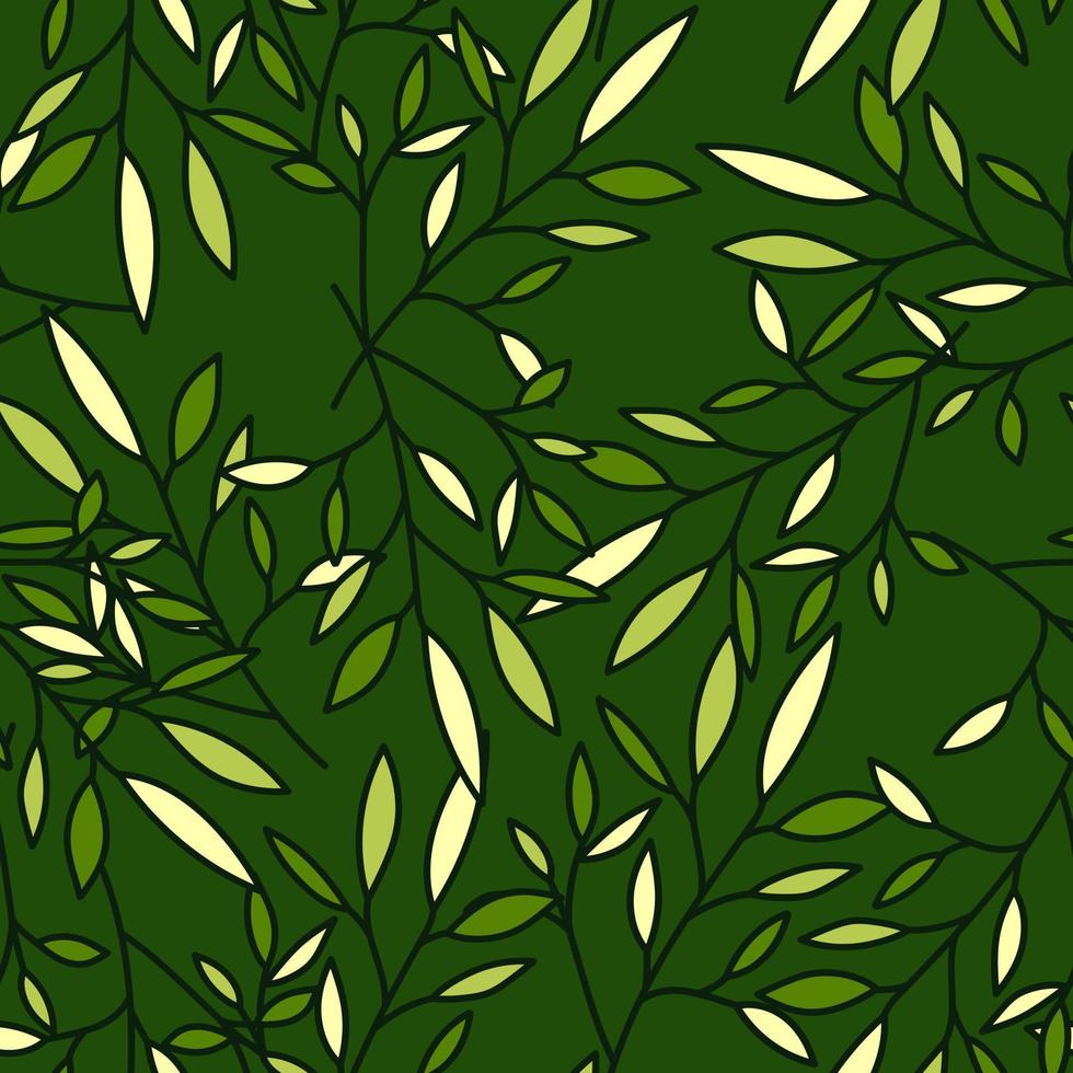 Simple outline leaves seamless pattern. Modern leaf wallpaper. vector