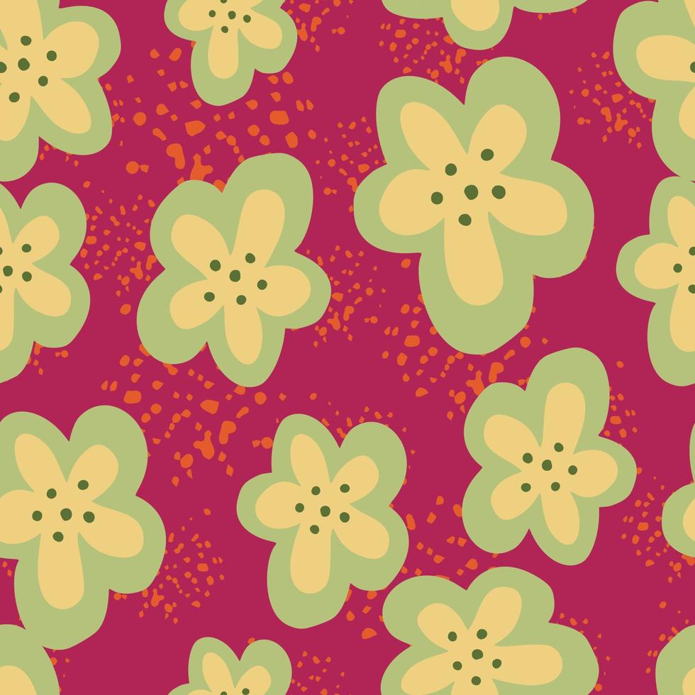 Creative decorative flowers seamless pattern. Simple stylized flower buds wallpaper. vector