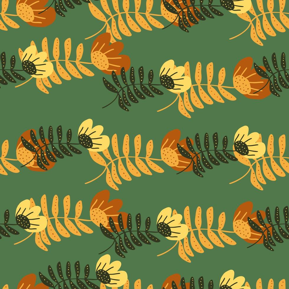 Stylized folk flower seamless pattern. Hand drawn elegant botanical illustration. vector