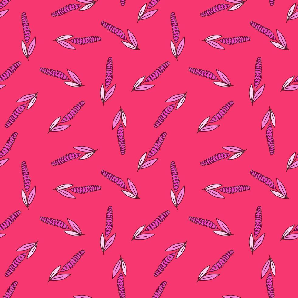 Lavender flower seamless pattern. Creative floral wallpaper. Simple cute plants endless backdrop. vector