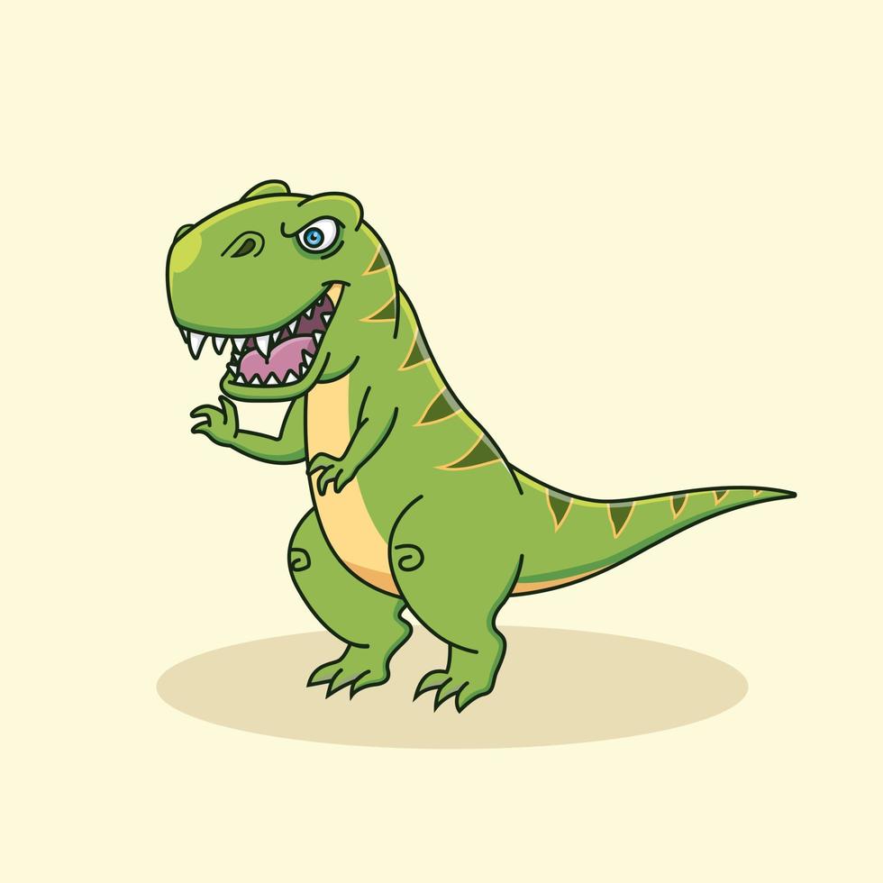 tiranosaurio de dibujos animados enojado. ilustración vectorial de animales vector