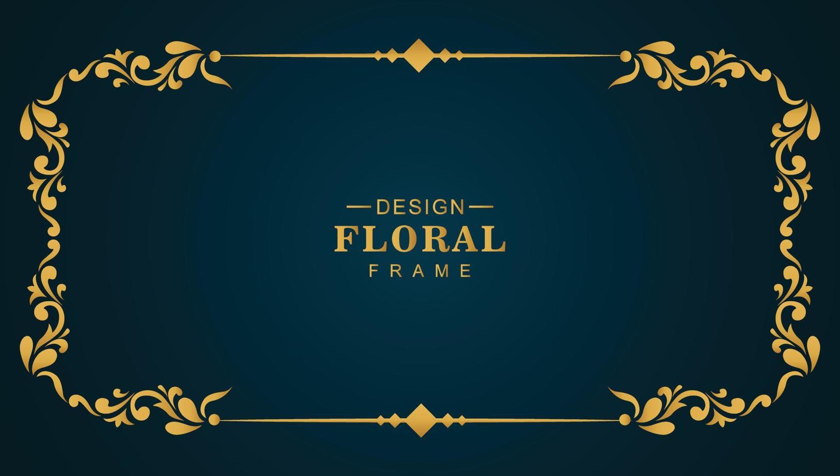 Gradient golden luxury floral frame banner design vector