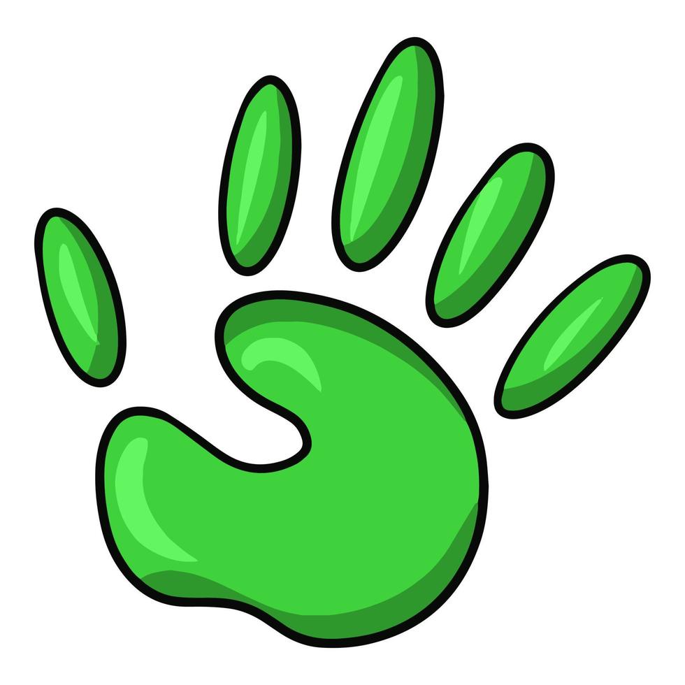 Green handprint, cartoon vector illustration on white background