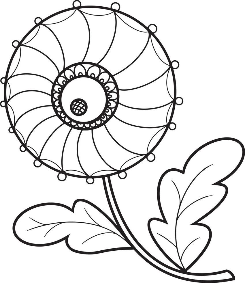 Decorative flower daisy, chamomile with petals and leaves on a transparent background. Vector illustration, design element