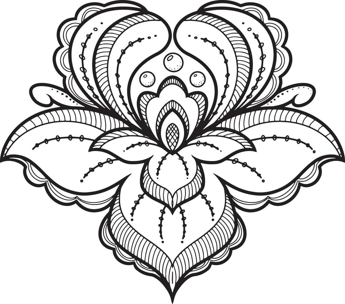 Vector monochrome illustration. Decorative flower, flower bud with petals on a transparent background. Design element