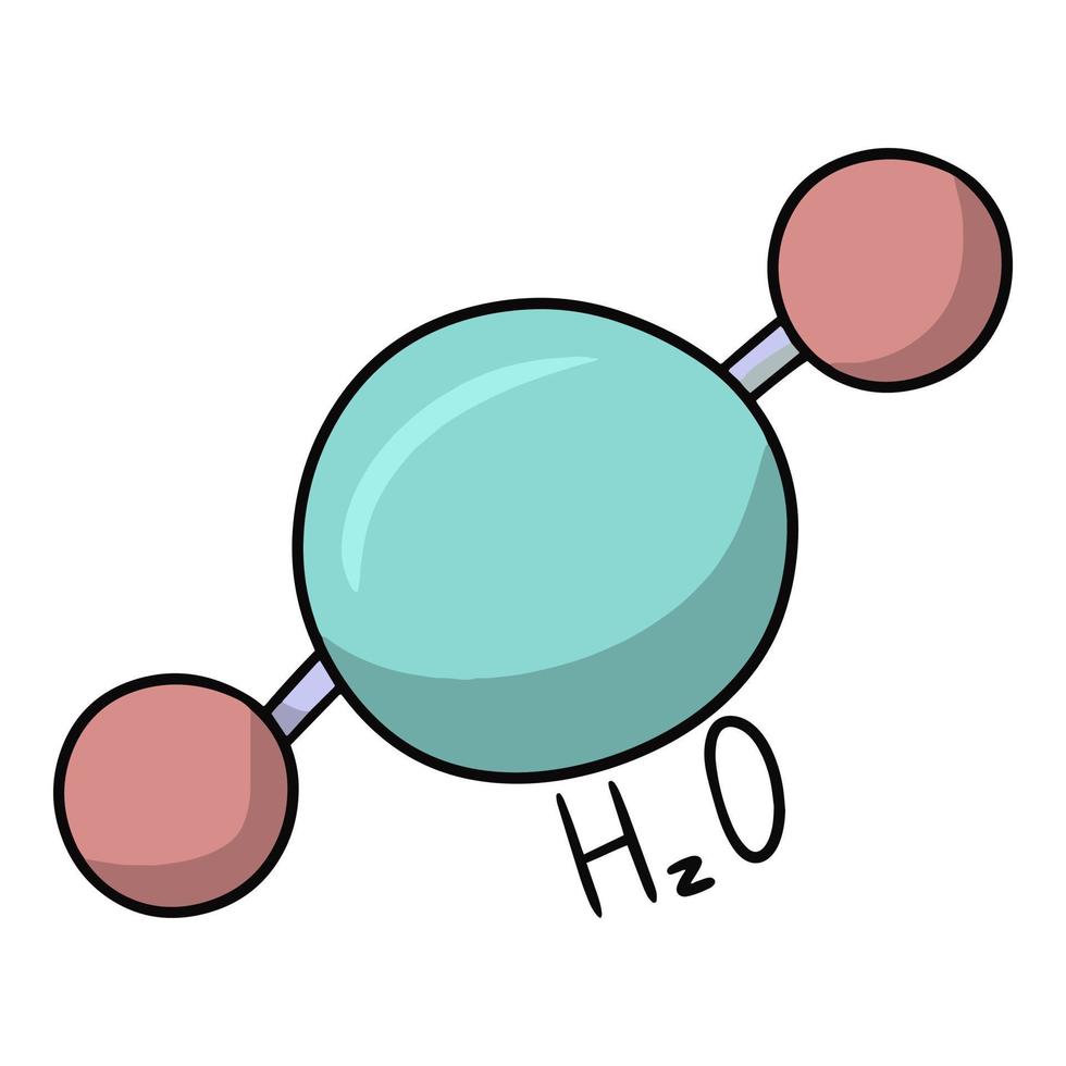 diagrama de la estructura de una molécula de agua, ilustración vectorial en estilo de dibujos animados sobre un fondo blanco vector