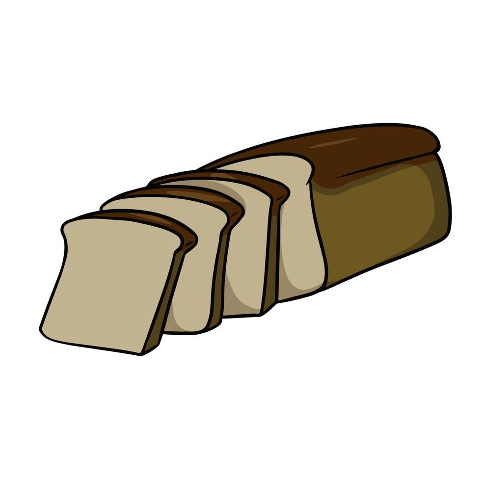 Bread for toast with sliced slices for sandwiches, vector illustration in cartoon style on a white background