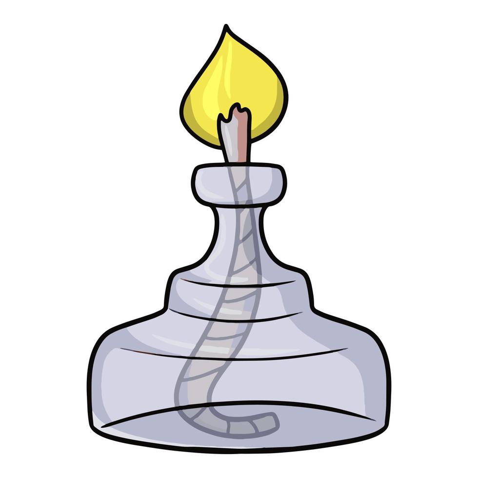 Glass oil burner, equipment for experiments, vector illustration in cartoon style on a white background