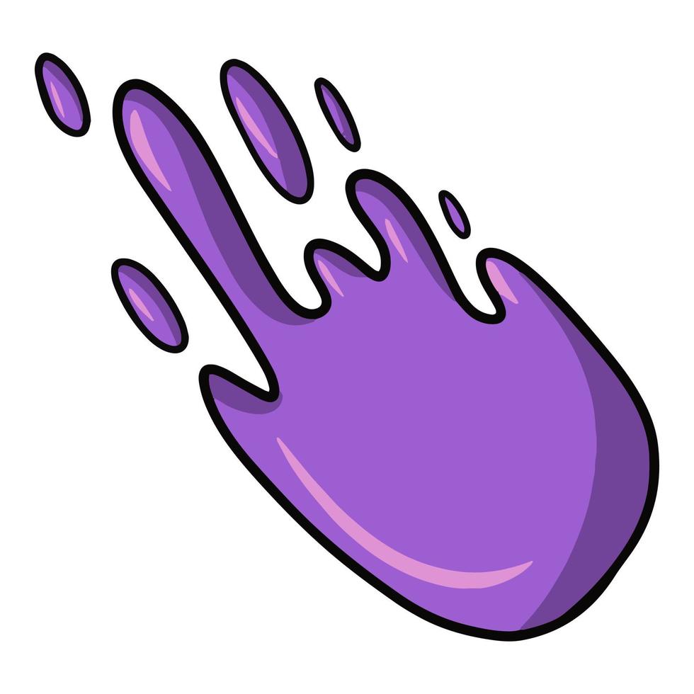 Spray paint, Bright purple paint spot, drop, spilled paint, vector cartoon illustration on a white background