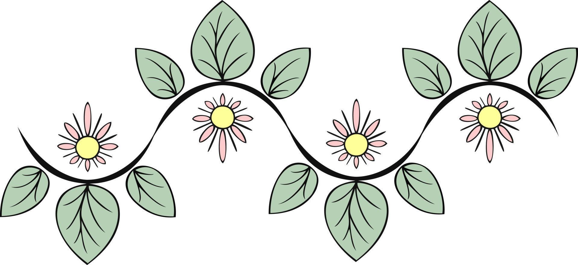 elemento floral decorativo para un patrón sin costuras, borde, lienzo. ilustración vectorial de una rama de flor con hojas vector