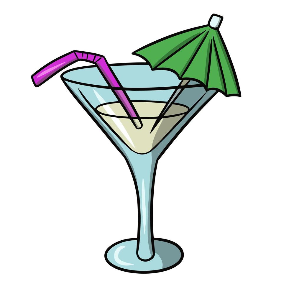 bebida de élite decorada con sombrillas y tubos, bebidas de verano, frescura, ilustración vectorial en un fondo blanco vector