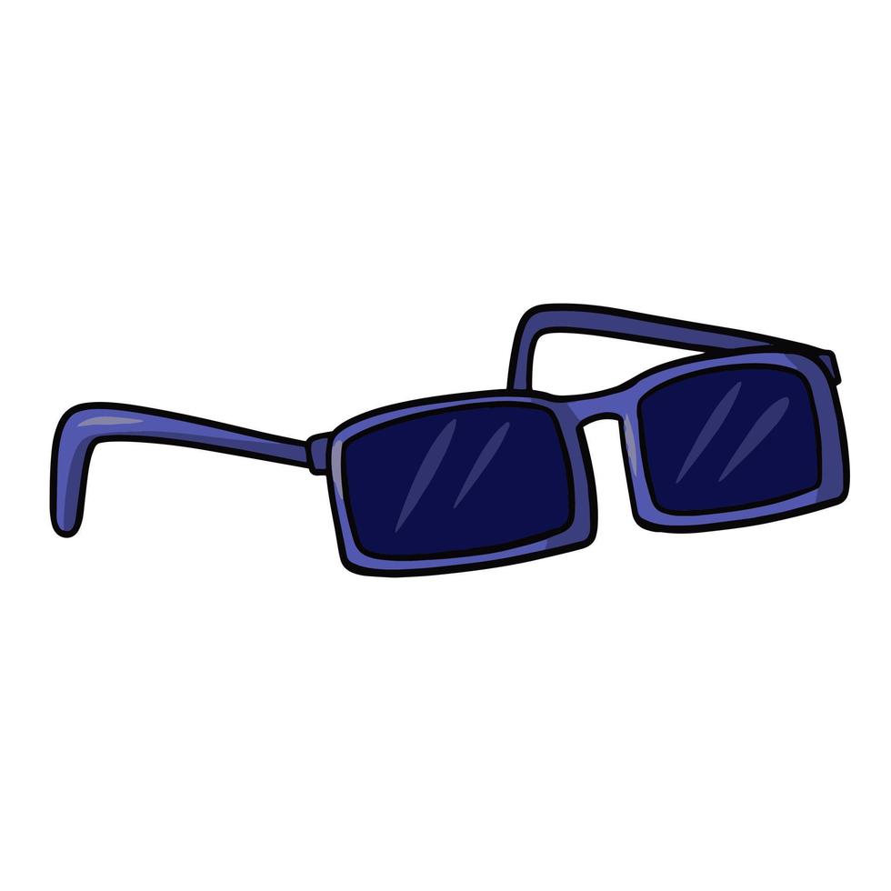 Dark blue sunglasses for outdoor recreation, vector illustration in cartoon style on a white background