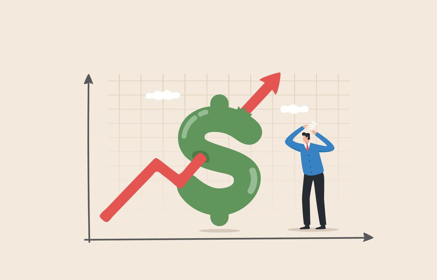 Stock market bubble, Inflation crisiss. Money value recession and price increase process. Finance market risk crisis in percentage rate. vector