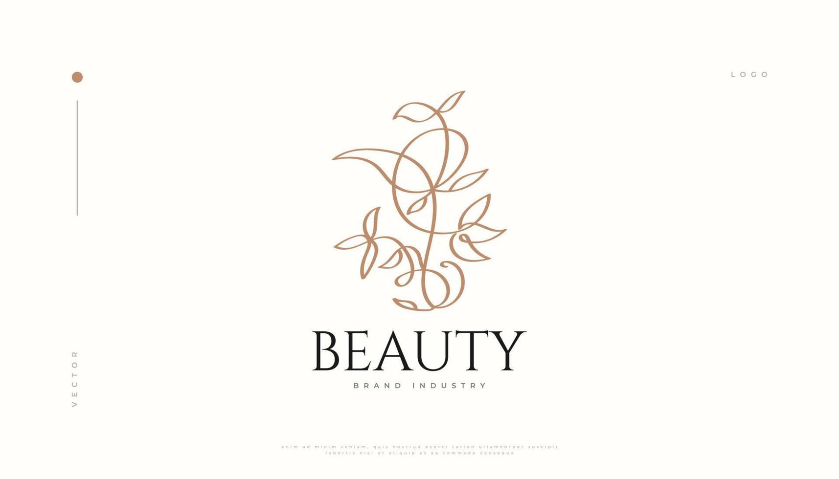 logotipo de flor de lujo y mínimo, adecuado para spa, belleza, salón o marca de cosméticos. ilustración de logotipo floral y hojas vector