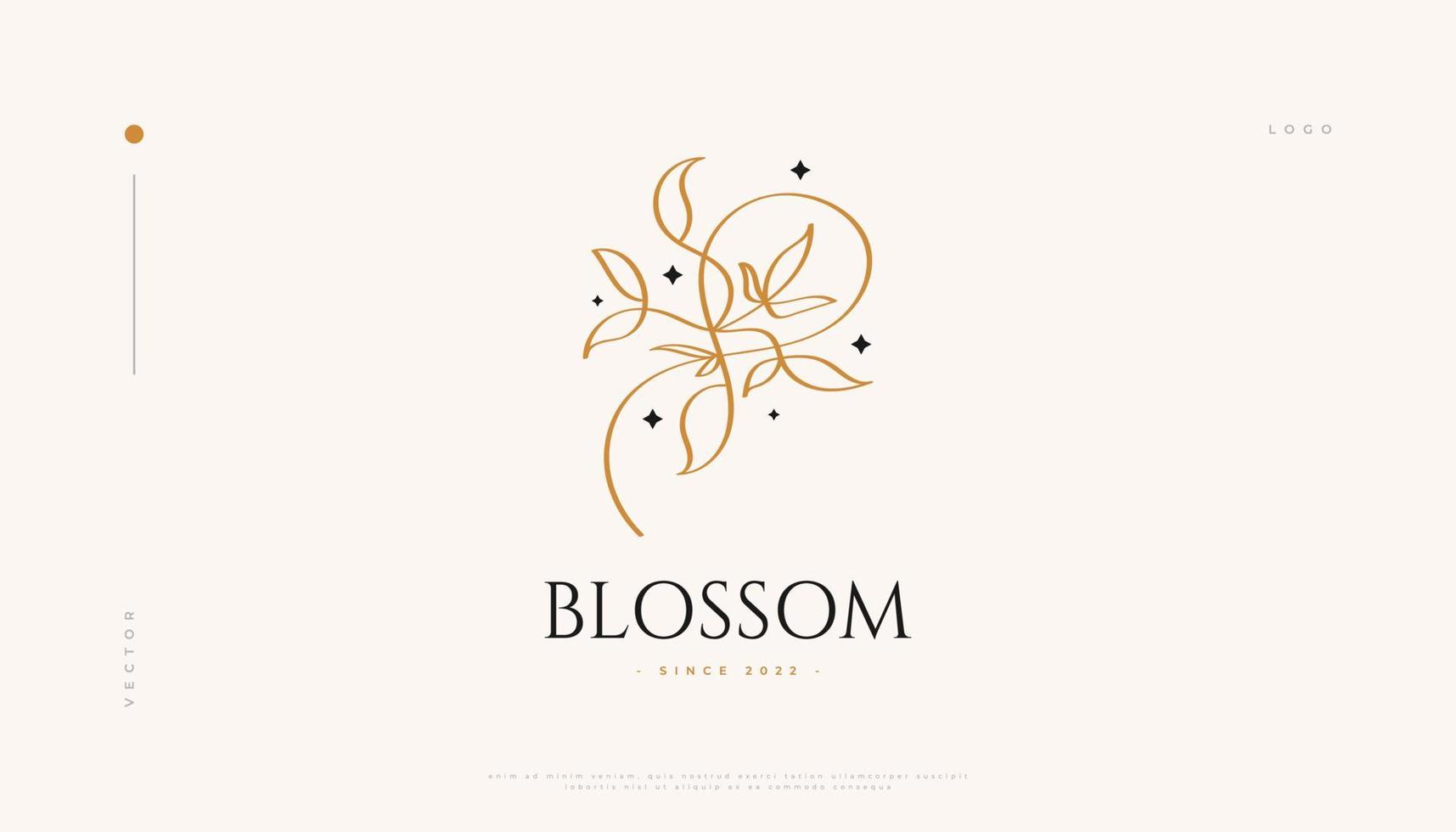 logotipo de flor de lujo y mínimo, adecuado para spa, belleza, salón o marca de cosméticos. ilustración de logotipo floral y hojas vector