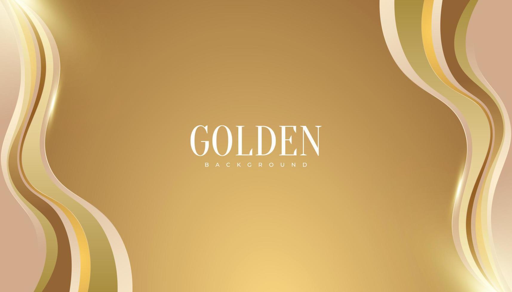 Luxury Golden Background with Glitter and Light Effect. Elegant Premium Background with Wavy Lines and Paper Cut Style vector