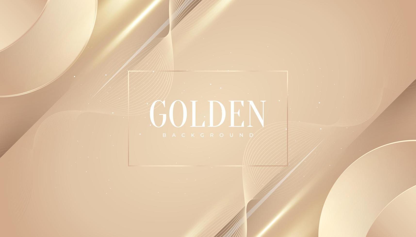 Luxury Golden Background with Glitter and Light Effect. Elegant Cream Background with Wavy Lines and Paper Cut Style vector