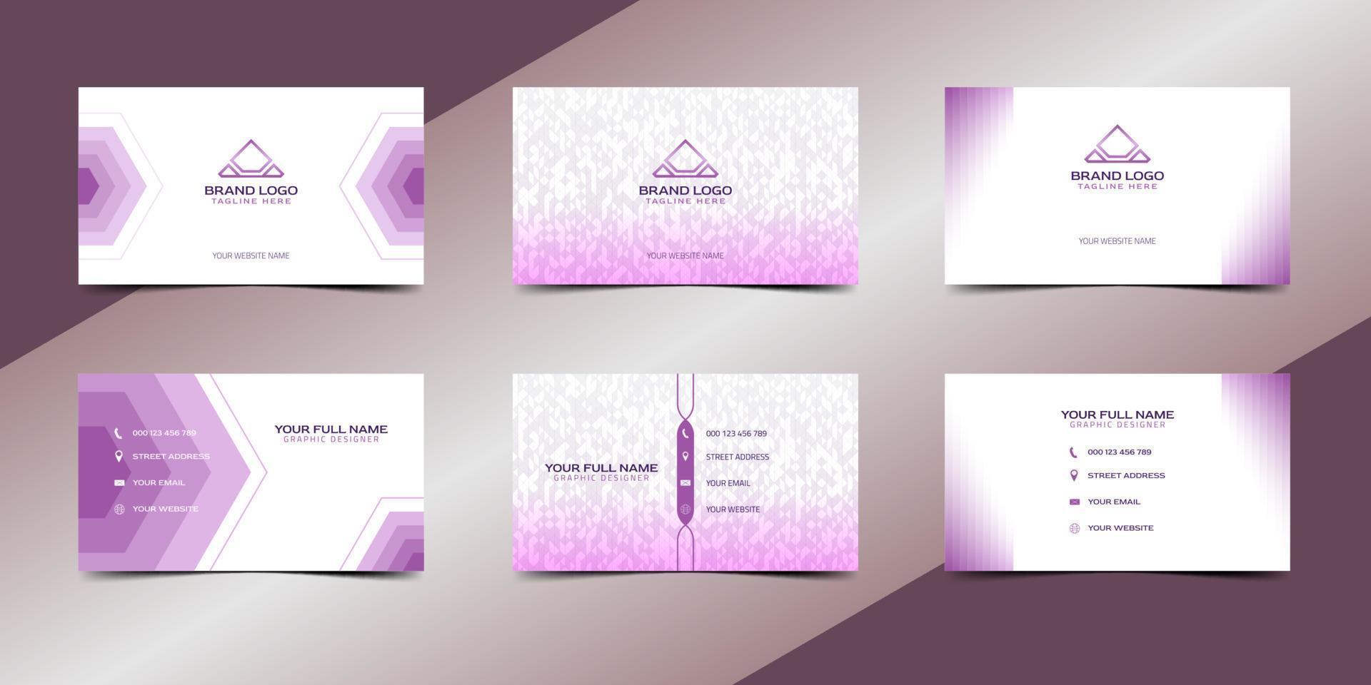 Luxury and elegant white purple modern business card template set vector