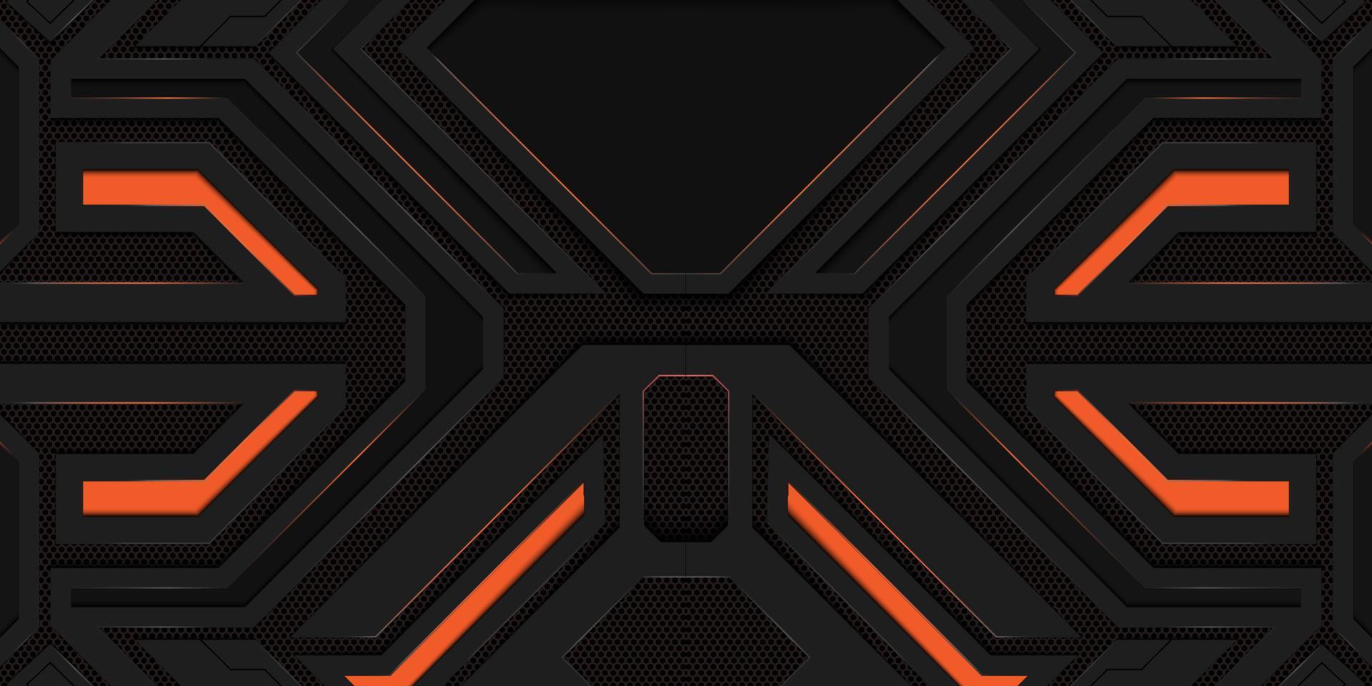 fondo de juego oscuro moderno con panel de luz de neón naranja vector