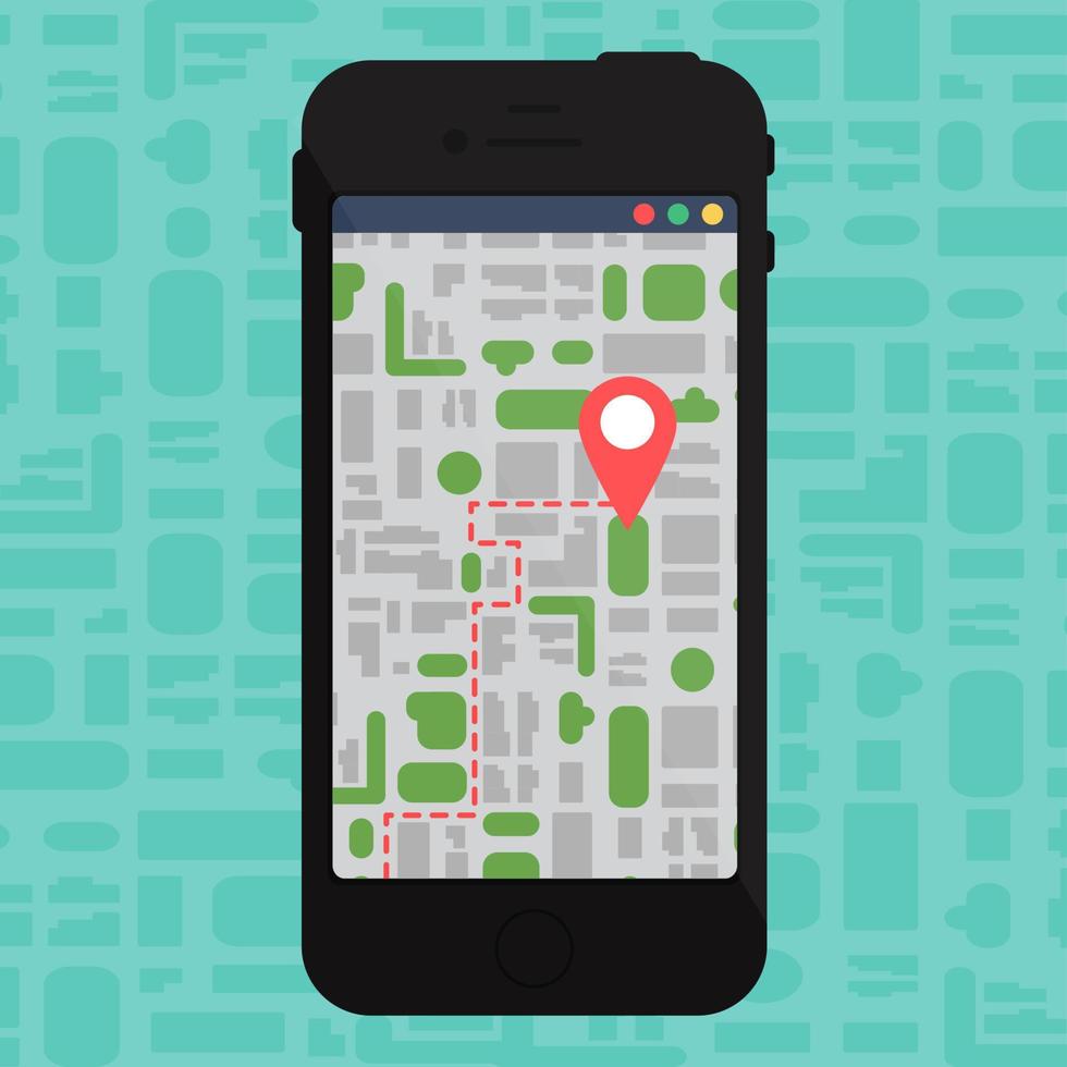 Electronic Offline Map On Smartphone In Hand vector