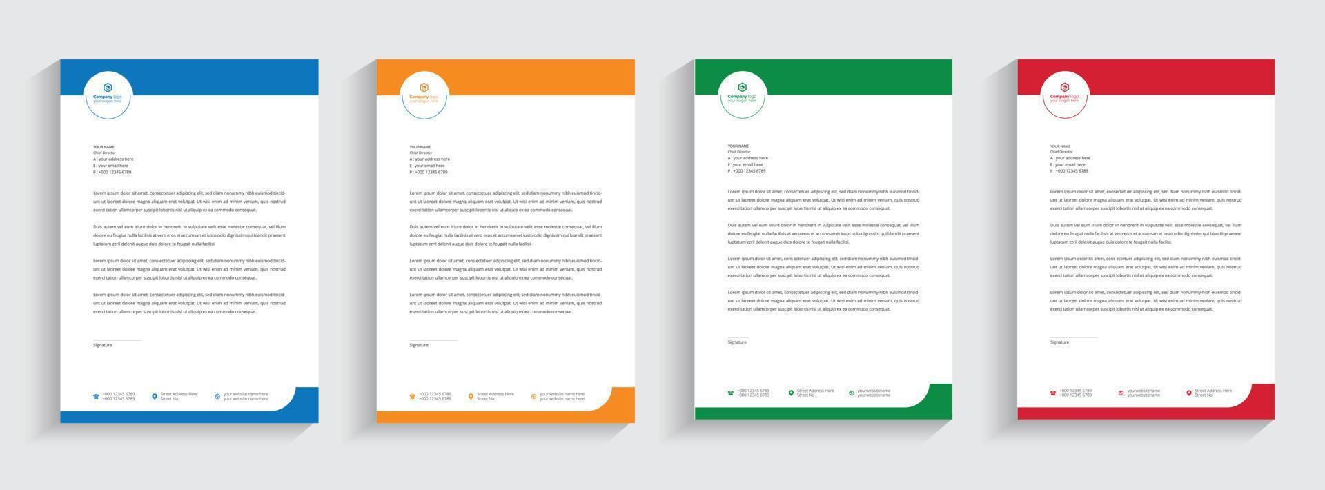 Letterhead Corporate Modern Business Letterhead template design company letterhead Colorful red, green, yellow, blue design stationary project. Multipurpose letterhead  abstract, elegant concept. vector