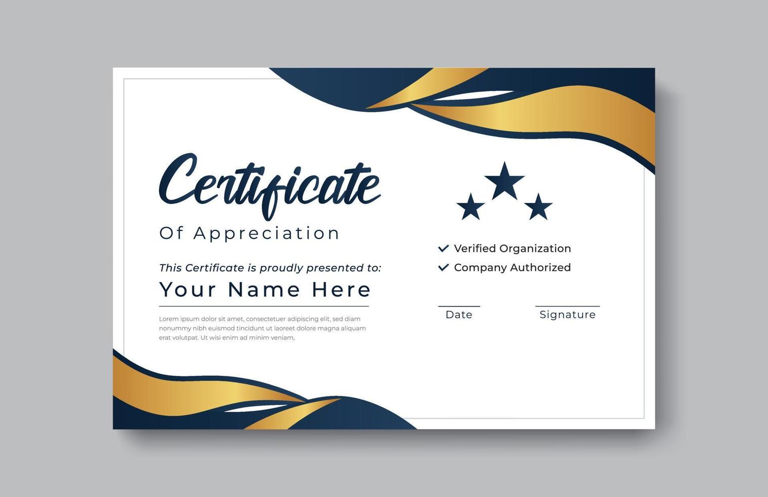 certificate gold appreciation achievement template award achievement clean creative certificate recognition excellence certificate border completion template certificate design template vector