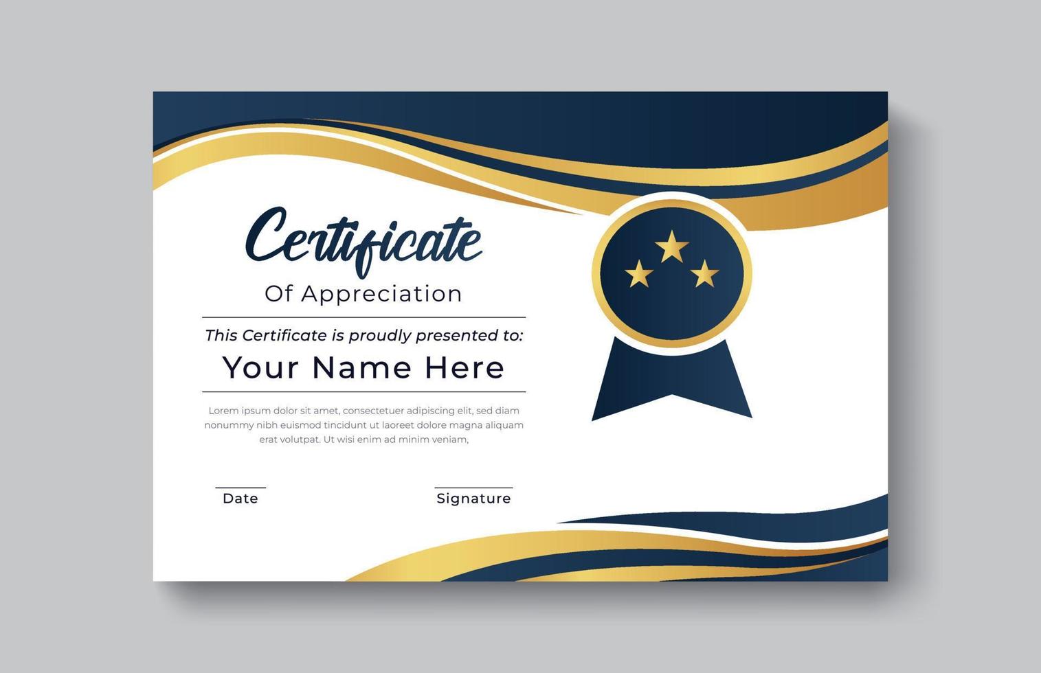 certificate gold appreciation achievement template award achievement clean creative certificate recognition excellence certificate border completion template certificate design template vector