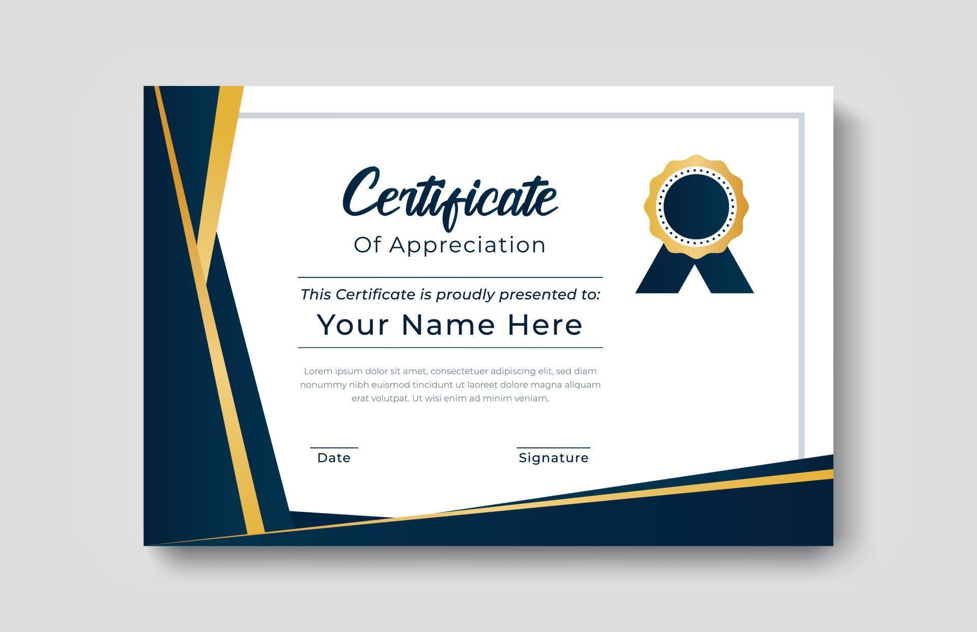 certificate gold appreciation achievement template award achievement